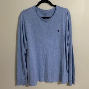 Men’s Polo Ralph Lauren heathered light blue long sleeve tee L